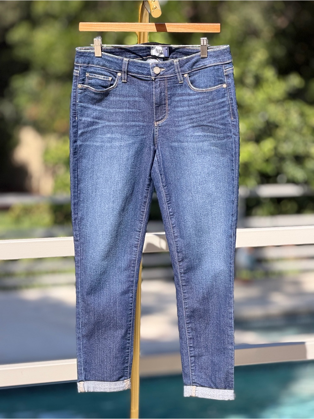 PAIGE Mid Wash Cropped Slim Jeans